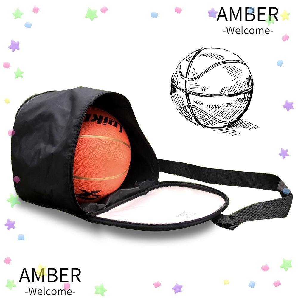 Amber กระเป๋าเก็บบาสเก็ตบอล, กระเป๋าบาสเก็ตบอลแบบยืดหยุ่นตะขอ, กีฬาทรงกลมที่ทนทานกระเป๋าสะพายไหล่แบบถอดได้ Boy