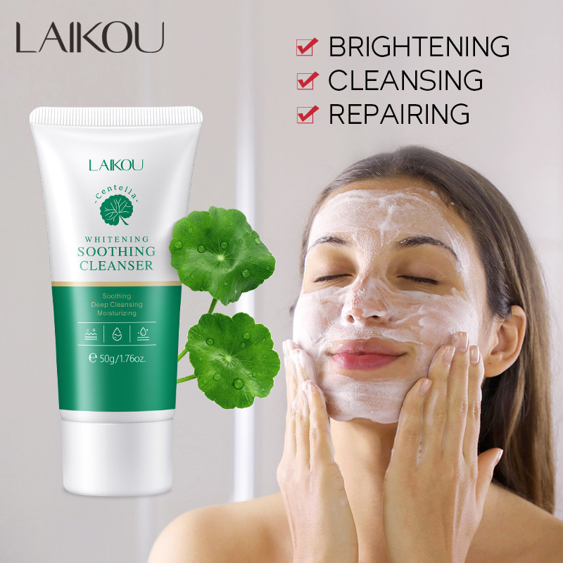 Laikou Cica Calming Cleanser Centella Soothing Foam โฟมล้างหน้า ทําความสะอาดรูขุมขน ดูแลผิวบอบบาง 50 กรัม