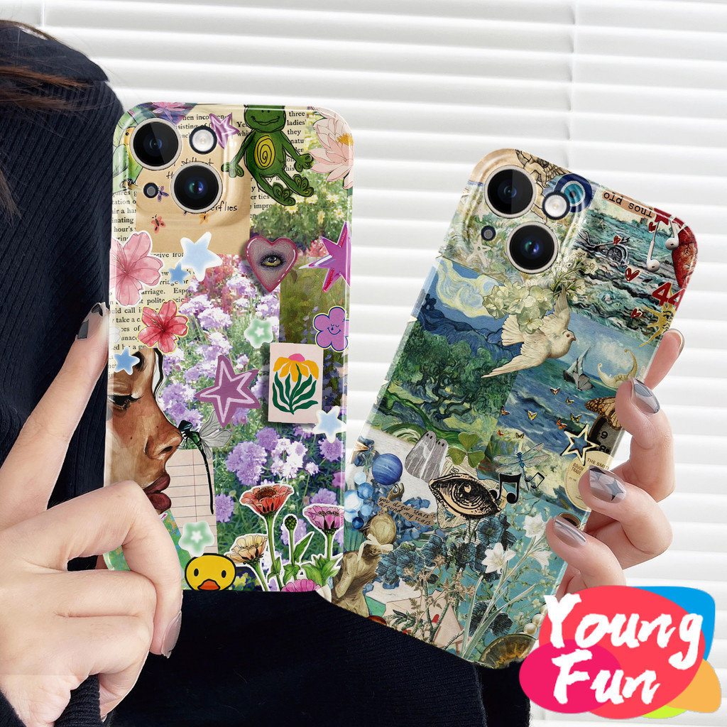 ภาพตัดปะ กรณี oppo A17 A57 A77 4G A96 A16 A16S A74 A55 A54 4G 5G A33 2020 A52 A72 A92 A15S A15S A31 A12E A3S A9 กรณีป้องกันTPUนุ่ม