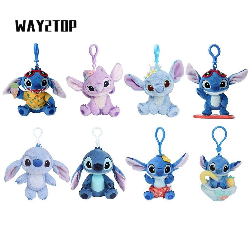 WAY2TOP จี้พวงกุญแจ Stitch, พวงกุญแจตุ๊กตาสติชแบบนุ่มน่ารัก, จี้ของเล่นการ์ตูนน่ารักการ์ตูน
