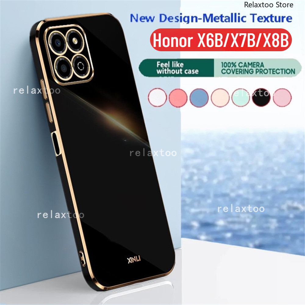 ปลอกชุบสี่เหลี่ยมสําหรับ Honor X6 X7 X8 AB X6A X6B X7A X7B X8A X8B X 6B 7B HonorX6A HonorX6B X7B 4G 5G ฝาครอบโทรศัพท์ซิลิโคนกันกระแทกคู่