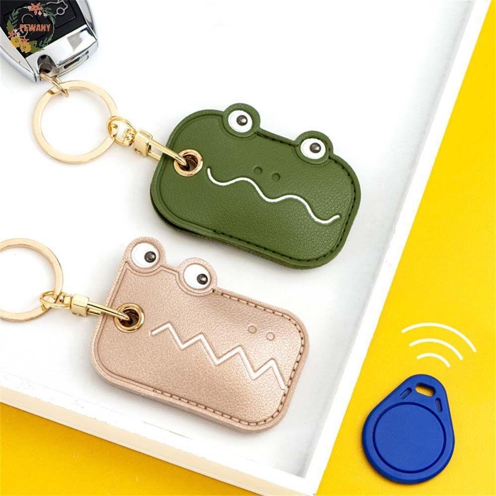Pewany พวงกุญแจหนัง PU จี้เข้าถึงกระเป๋าใส่บัตร Keyfob