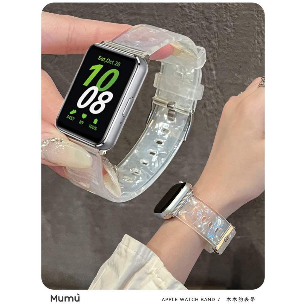 สายนาฬิกาซิลิโคนลายเชลล์โปร่งใสสําหรับ Samsung Galaxy Fit 3 Smartwatch Band สายรัดข้อมือสร้อยข้อมือสายคล้อง