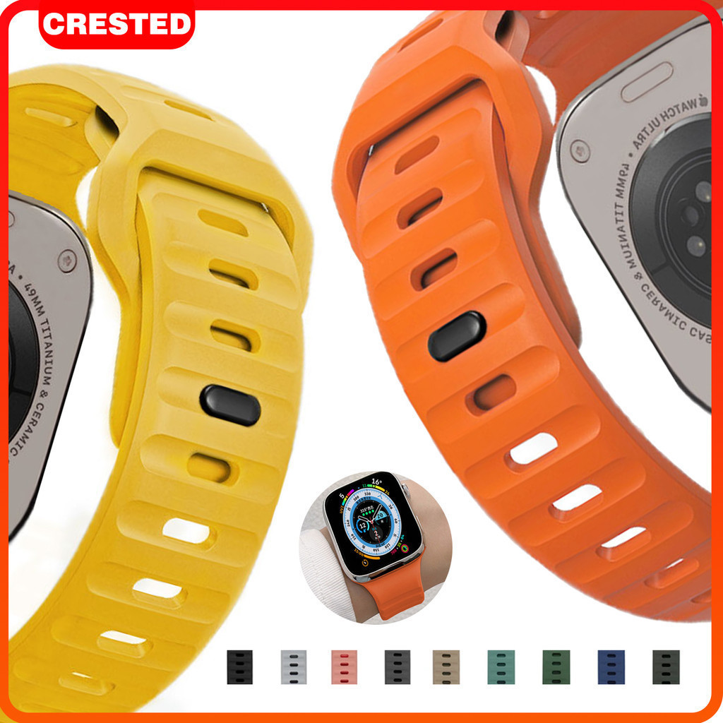 สายซิลิโคนสำหรับ Apple Watch ULTRA 2 49มม. Series 11 10 9 8 7ยาง smartwatch iWatch SE 6 5 4 3 41มม. 44 40 42 38 45 46มม.
