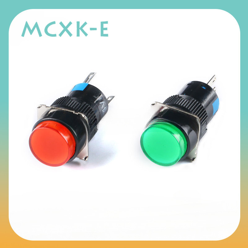 Al6-a/y/m สวิตช์ปุ่มกด 3/5 ฟุตพร้อมไฟล็อค 24V/220V 16MM Self-Locking ตําแหน่งสวิตช์กลม