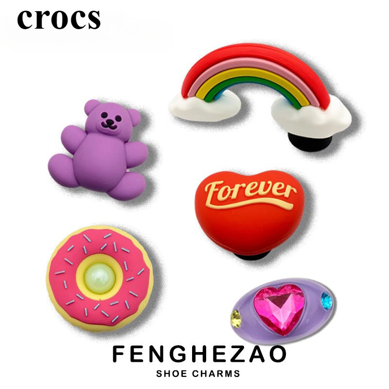 Crocs jibbitz chram ดอกไม้ตกแต่งหัวเข็มขัด DIY สนุก 3D รองเท้าหัวเข็มขัดสายรุ้งรองเท้าหัวเข็มขัด