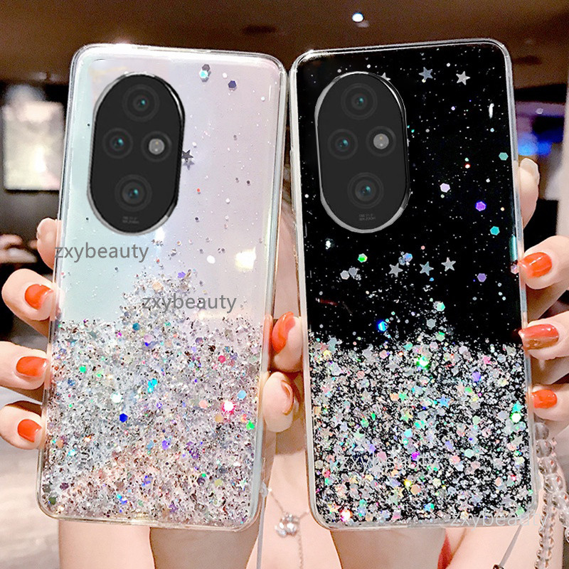 ปลอกสําหรับ Honor 200 Pro Lite 5G 2024 เคสโทรศัพท์ซิลิโคนอ่อนนุ่ม Bling Glitter ใสกันกระแทกสําหรับ Honor200 200Pro 200Lite Honor200Lite Soft TPU Clear Cases