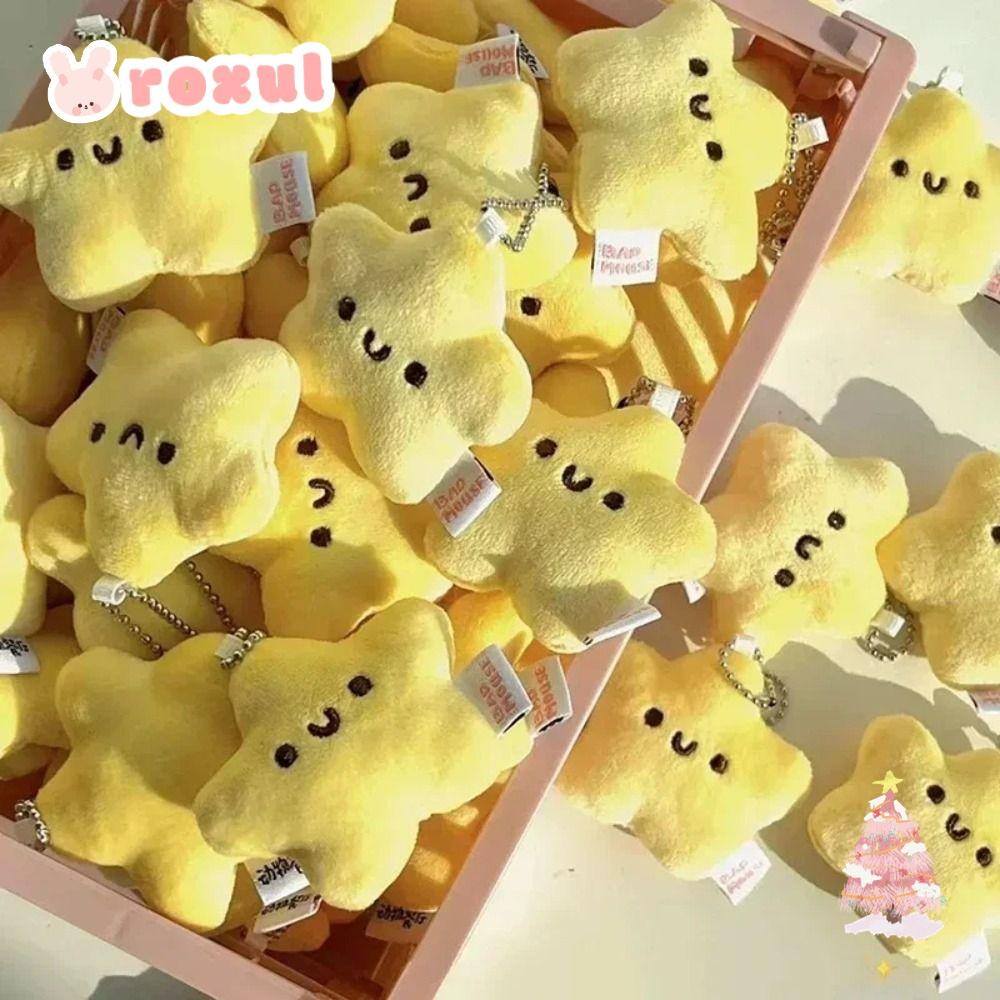 Roxul Star Playing Toys, พวงกุญแจตุ๊กตา Little Star, กระเป๋าใส่กุญแจสีเหลืองน่ารัก