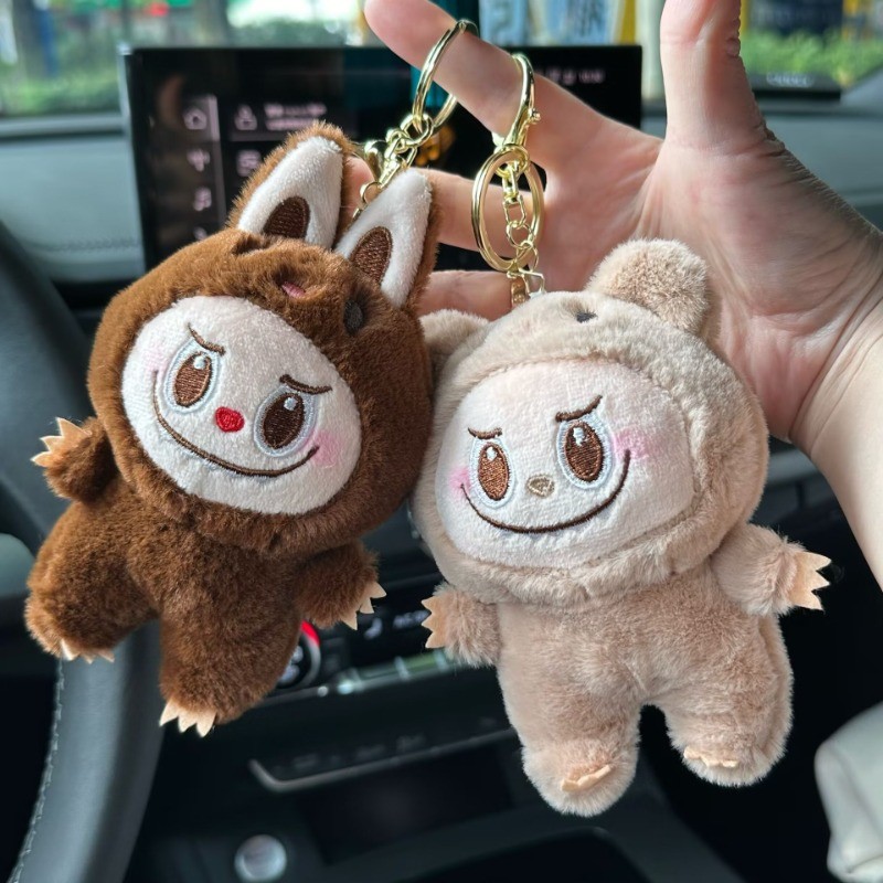 น่ารัก Labubu ตุ๊กตาตุ๊กตา Key Chains แหวนการ์ตูนกระเป๋าจี้ Charms ของเล่นพวงกุญแจรถคริสต์มาสของขวัญสําหรับเพื่อน