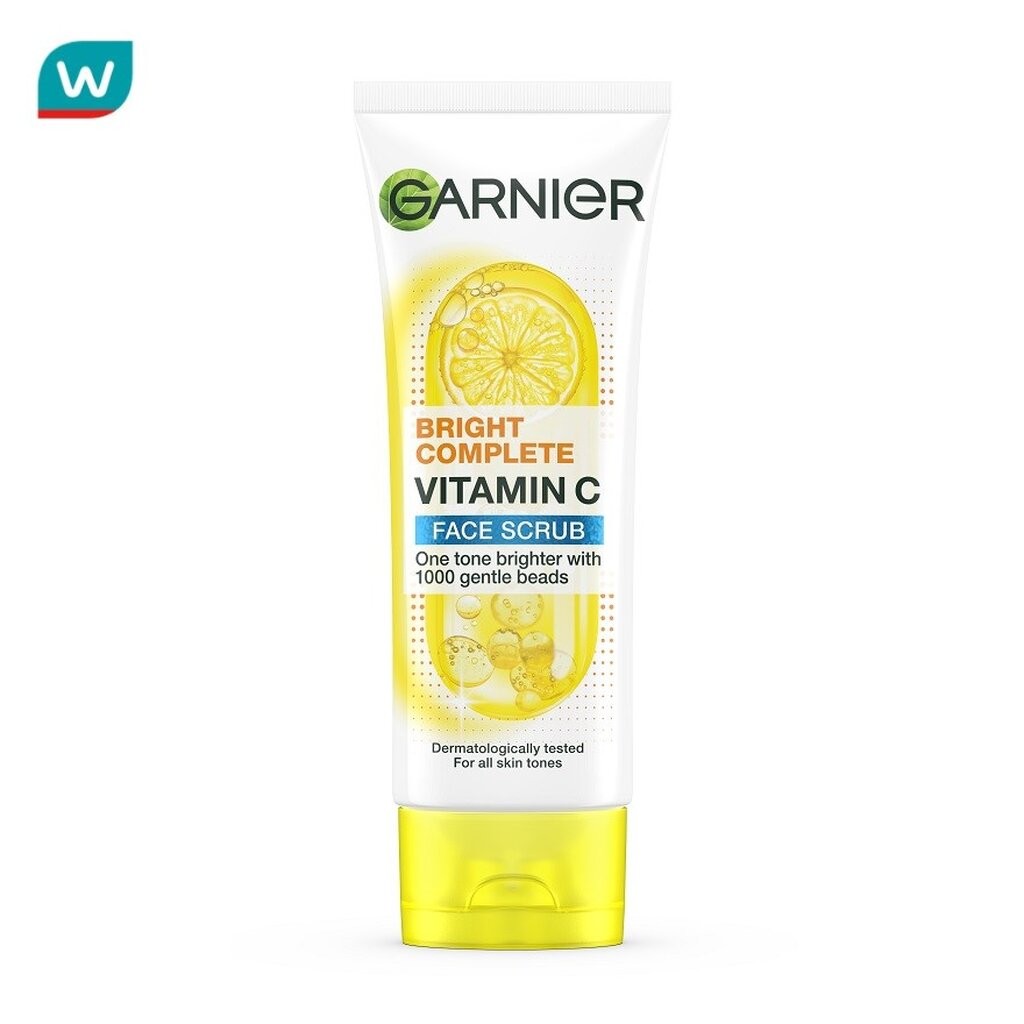 Garnier การ์นิเย่ ไบรท์ คอมพลีท วิตามินซี เฟส สครับ 100 มล.