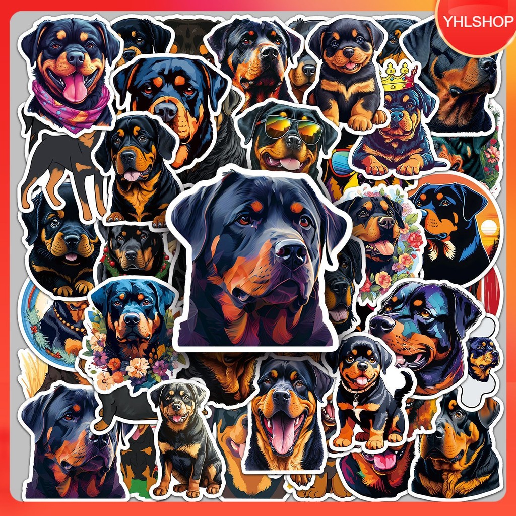 YHL พร้อมส่ง 50ชิ้น สติกเกอร์ สุนัขร็อตไวเลอร์ Rottweiler Dog Sticker