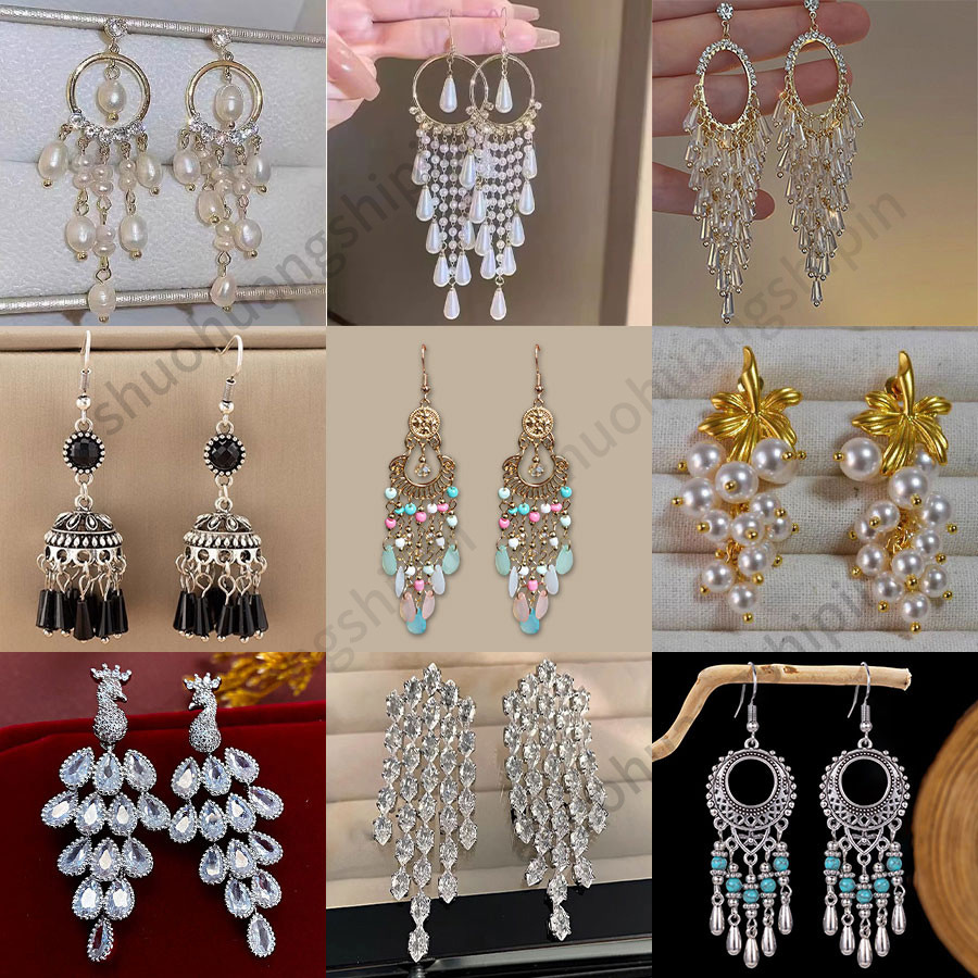 ยุโรปอเมริกันหรูหราอารมณ์แฟชั่นประณีต High-End Rhinestone พู่อารมณ์ E