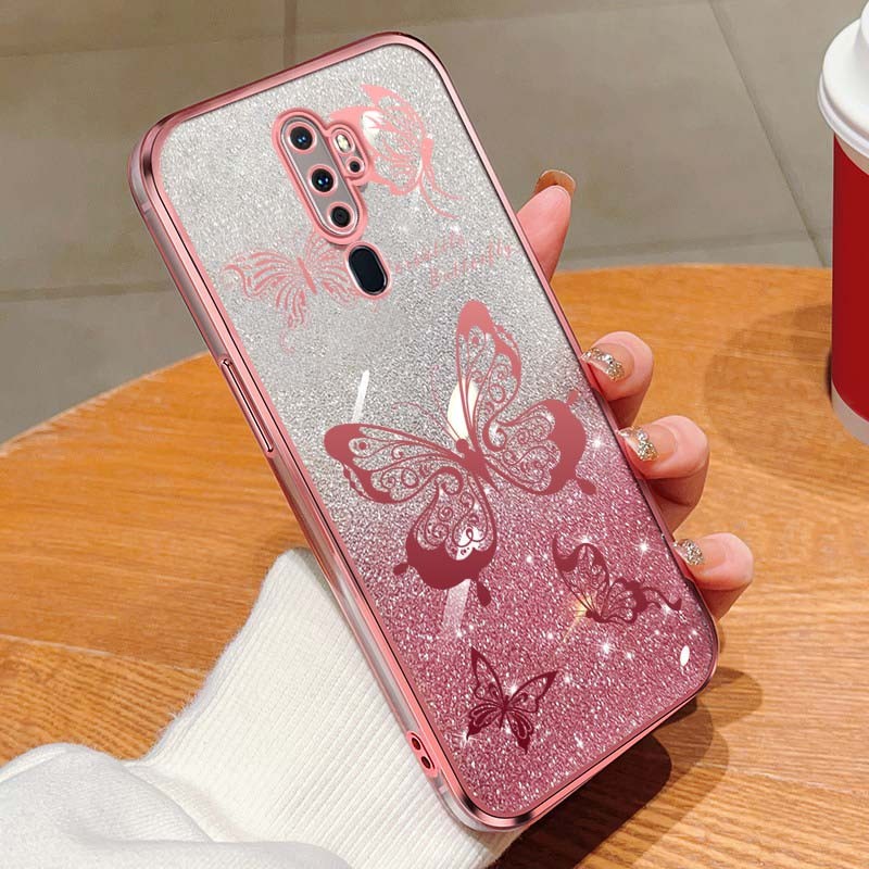 เคสสําหรับoppo A9 A5 2020 F11 F9 Pro A11X A52 A92 Dreamyผีเสื้อส่องแสงสดใสกันกระแทกโปร่งใสเคสโทรศัพท์