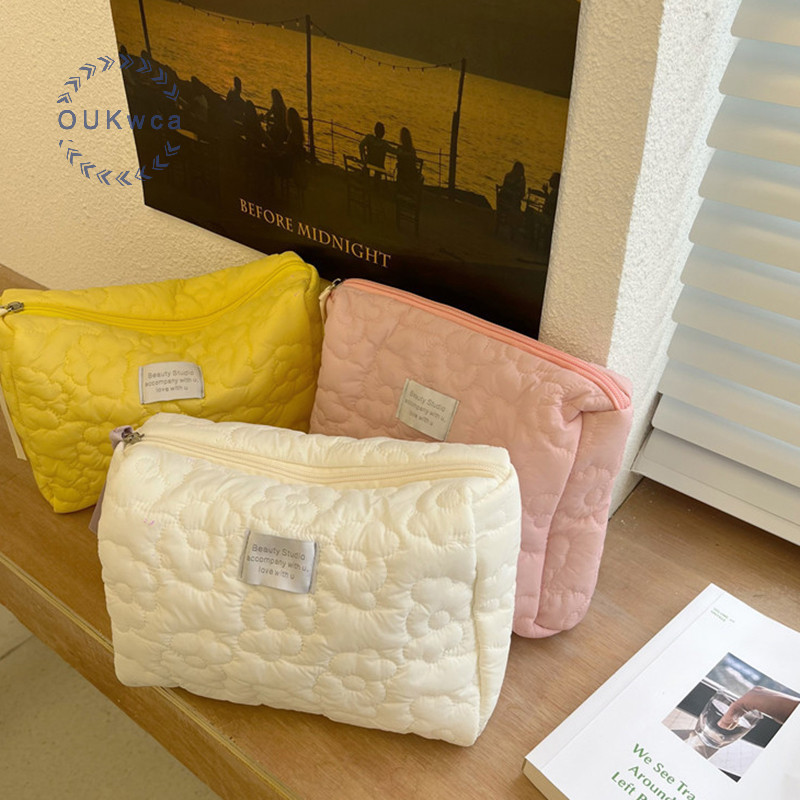 Oukwca อุปกรณ์อาบน้ําเครื่องสําอางกระเป๋าซิป Travel Wash Pouch กระเป๋าเครื่องสําอางใหม่ดอกไม้รูปแบบผู้หญิงกระเป๋าแต่งหน้าใหม่