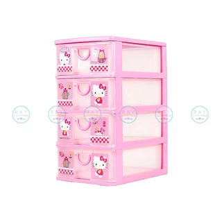 Super Lock ลิ้นชักพลาสติก 3,4 ชั้น 5806,5808 Hello Kitty 26x18 ซม. เก๊ะเก็บของ คิตตี้ ที่เก็บเครื่องประดับ ชั้นเก็บของ