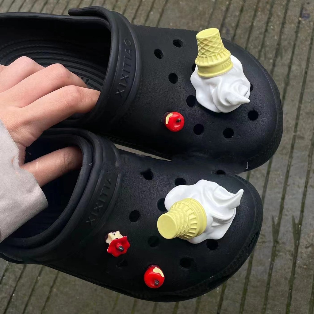 ไอศกรีม&Apple รองเท้าตกแต่งหัวเข็มขัดรองเท้าหัวเข็มขัดรองเท้า charm pin หัวเข็มขัดรองเท้า charm