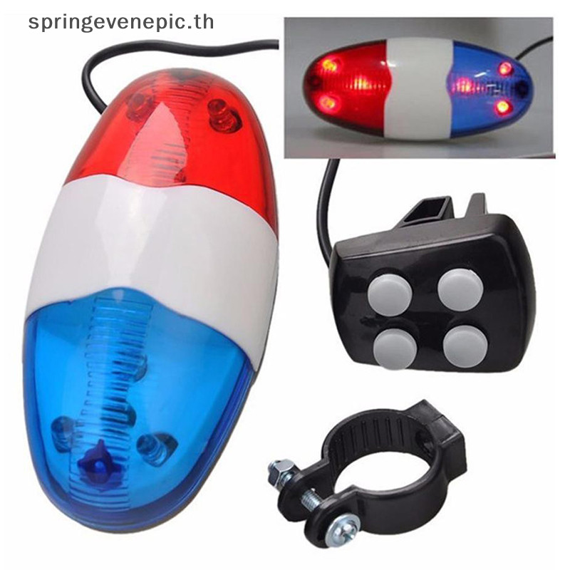 Springevenepic 6 LED 4 Tone จักรยาน Bell Police Light แตรอิเล็กทรอนิกส์ไซเรนจักรยานเด็ก Scote ใหม่
