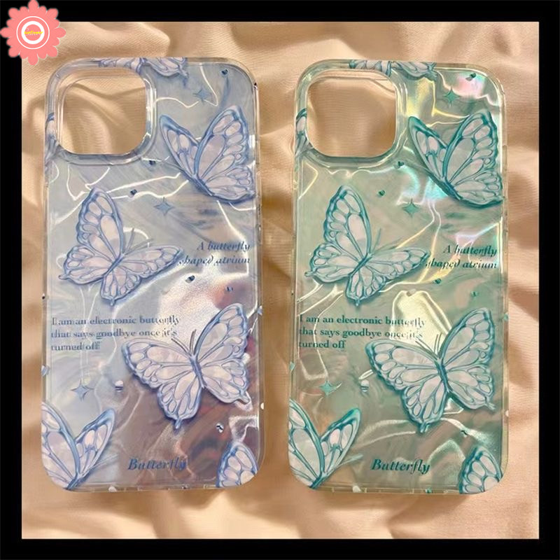 แฟนตาซีน่ารักโรแมนติก Cool Creativeสร้อยข้อมือผีเสื้อสําหรับIPhone 11 15 13 12 14 Pro Max 7Plus 14 15 7 8 Plus X XR XS Max SE 2022 Luxury Ripple Luster Cover