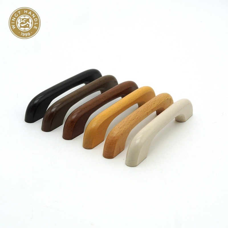 มือจับประตูตู้เสื้อผ้า ลิ้นชัก ลูกบิด มือจับไม้เนื้อแข็ง เรียบง่าย สไตล์ยุโรป - รูปที่ 2