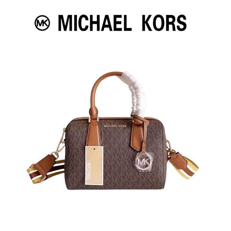 Michael Kors MK🔥 สายรุ้งสายสะพายไหล่กว้างบอสตันกระเป๋าหมอนดอกไม้เก่า