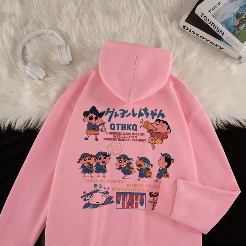 การ์ตูนฮอร์นเครยอนชินจังพิมพ์คู่ฤดูใบไม้ร่วง/ฤดูหนาวซิปคาร์ดิแกนเสื้อกันหนาวหมวกแฟชั่นเสื้อกันหนาวหมวกเกาหลีด้านบน - รูปที่ 2