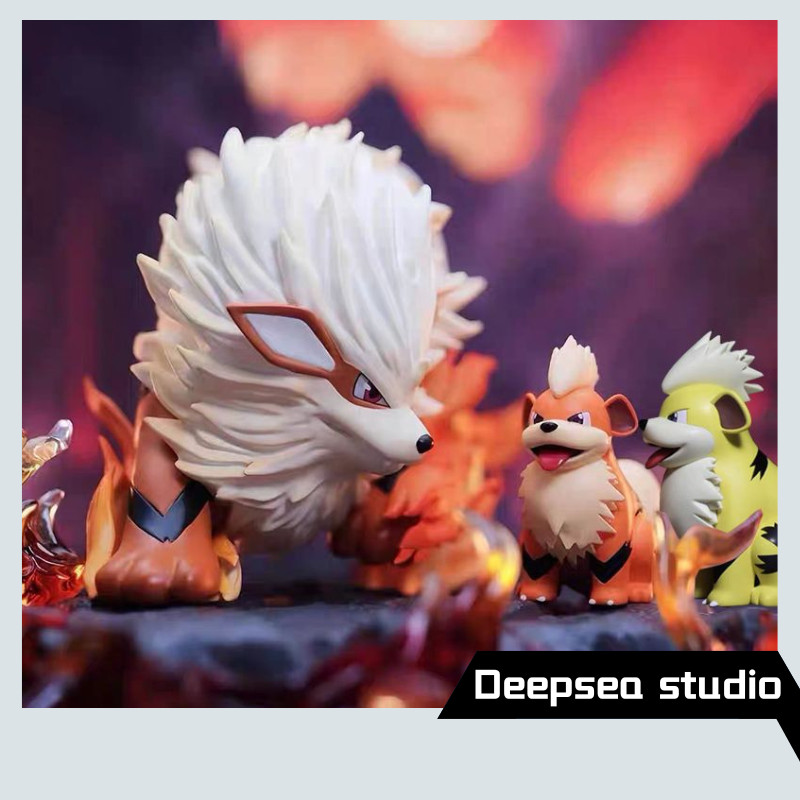 Deepsea studio [Quick delivery in stock]Pokémon Anime Peripheral Pokemon Ornaments Wind Speed Dog Growlithe Hand-Made GKModel Gift