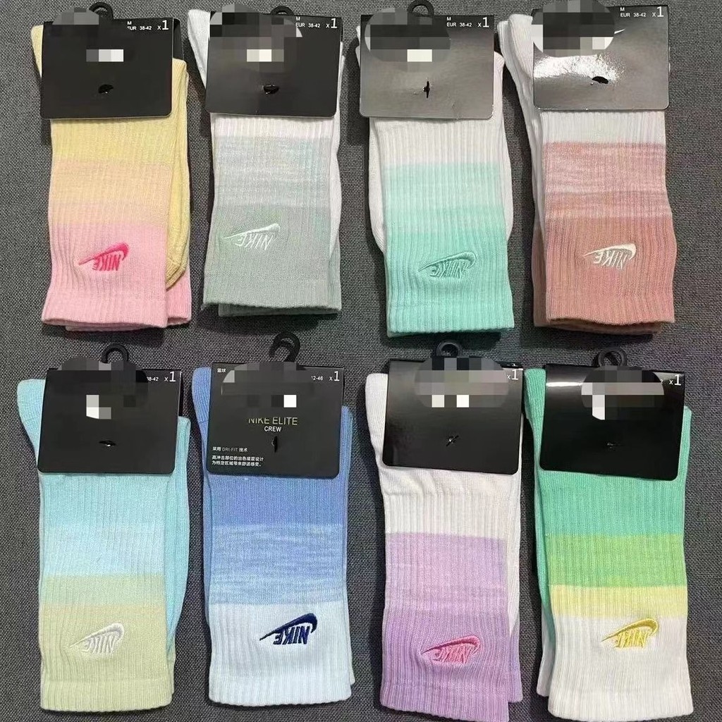 สไตล์ใหม่ Tie-Dye ผ้าขนหนูหนาด้านล่าง Breathable Elite ถุงเท้าบาสเกตบอลกีฬาถุงเท้าผู้ชายผู้หญิง Casual Grad