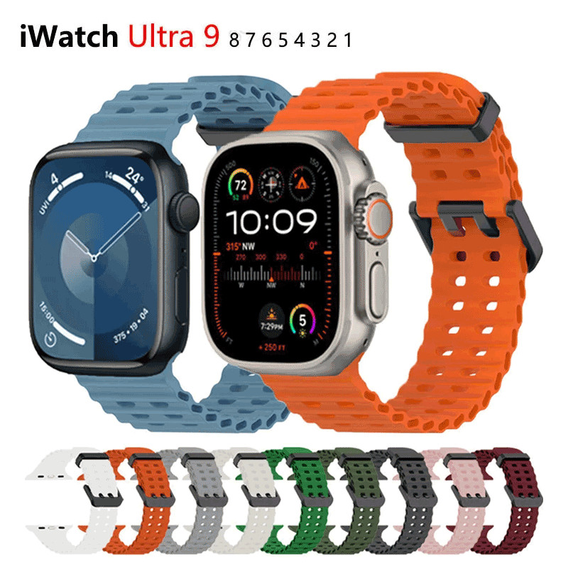 สายกีฬาสําหรับ แอปเปิล ดู วงดนตรี พิเศษ 2 49/45 มม. 44 มม. 42 มม. สร้อยข้อมือซิลิโคนเปลี่ยน คอร์เรีย สําหรับ ฉันดู ชุด 9 8 7 6 4 กับ