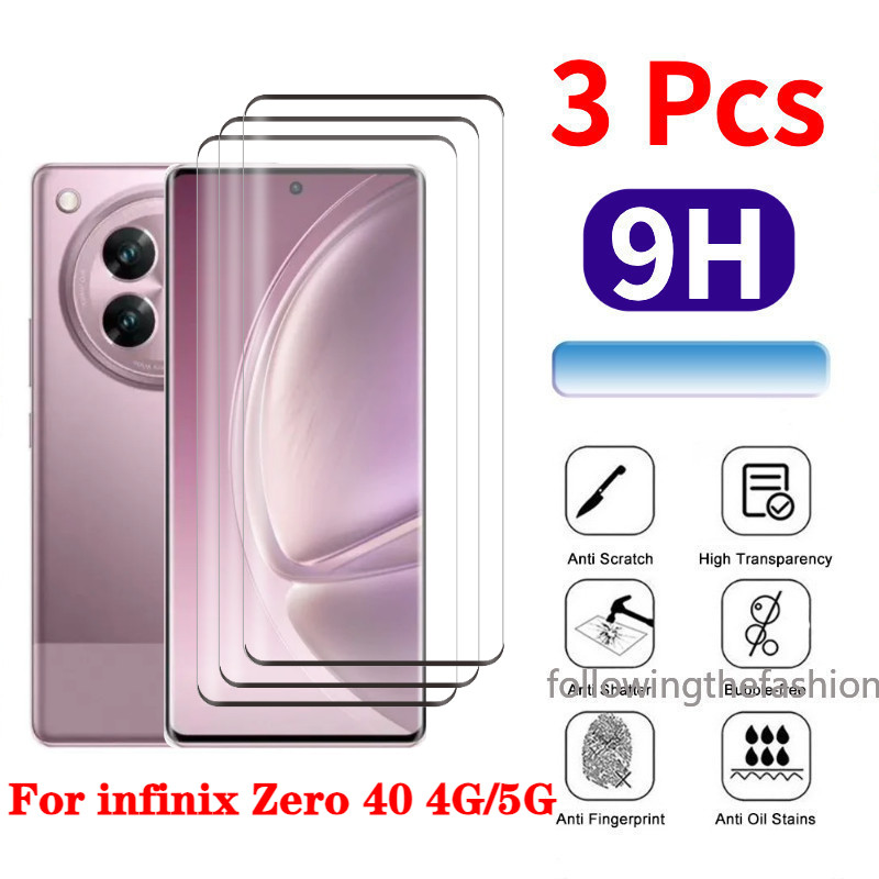 3 ชิ้นกระจกนิรภัยสําหรับ infinix Zero 40 5G zero40 4G 2024 Gobal หน้าจอ HD Clear View ป้องกันฟิล์มฟิล์มแก้ว 9H 3in1