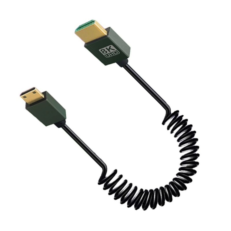 NERV 8K HDTV Coiled Cable HDTV to HDTV Cable HDTV 2 1 Gold Plated A to C Male to Male