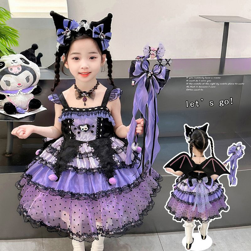 ชุด Girls Kuromi Lolita แบบเจ้าหญิง แขนสั้น สไตล์.cosplay สำหรับวันเกิดและโอกาสพิเศษ