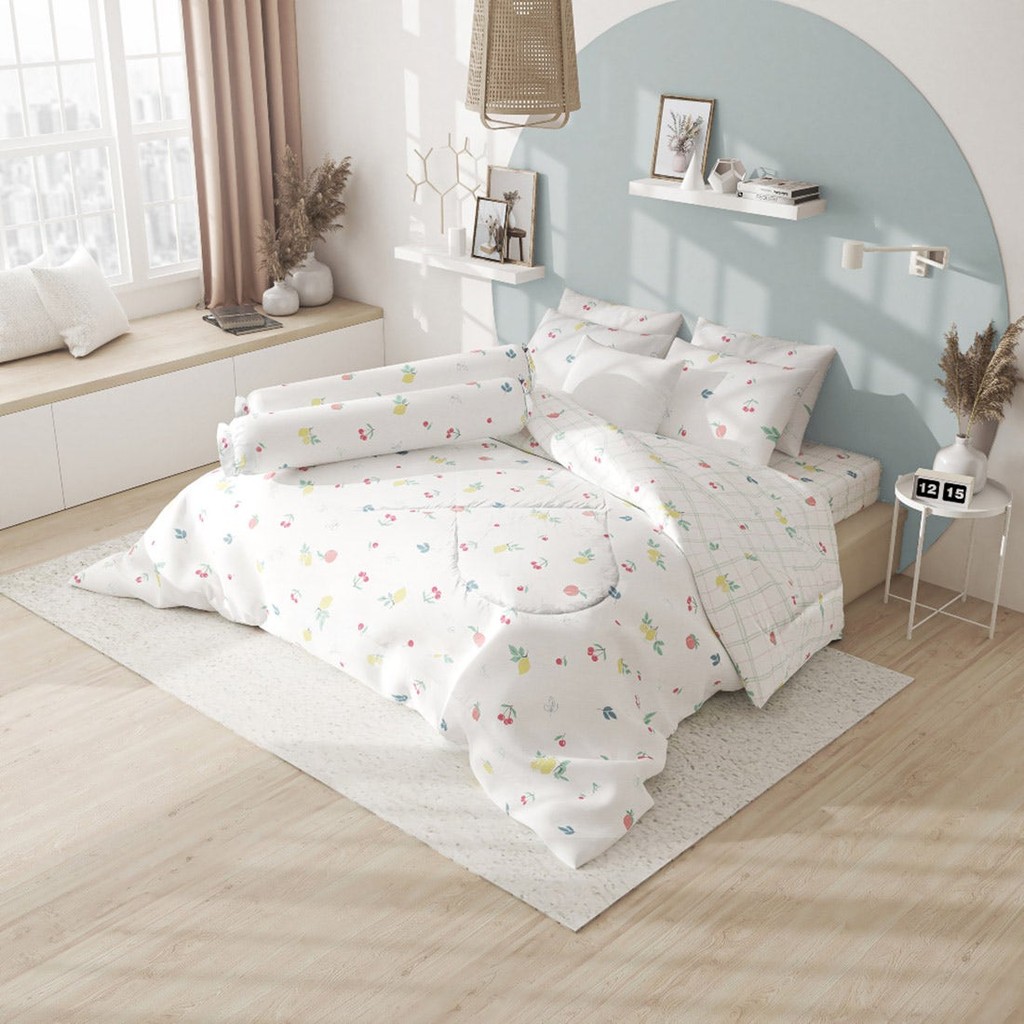 SB Design Square FROLINA Microtex ผ้าปูที่นอน 6 ฟุต King 5 ชิ้น 330 เส้นด้าย Df044