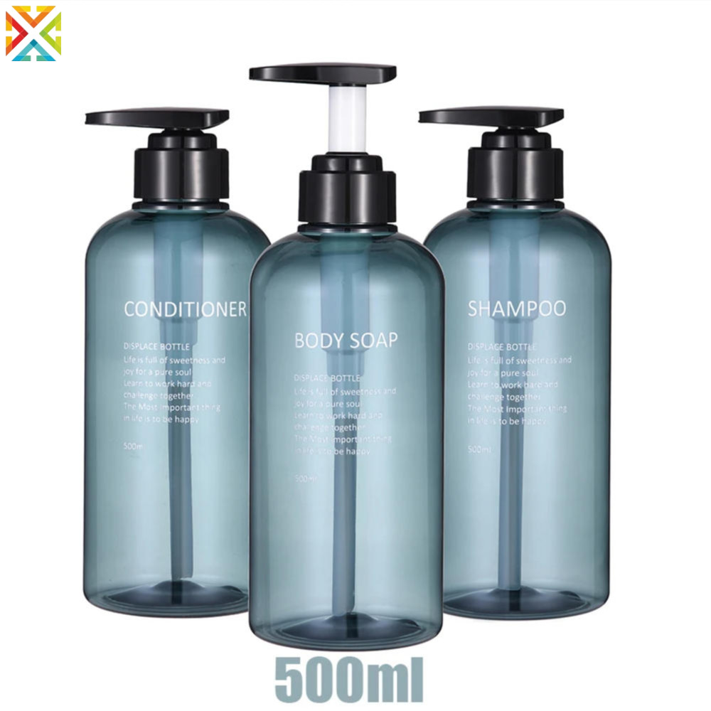 3 ชิ้น/เซ็ตรีฟิลแชมพู Conditioner Body Wash Dispenser ชุดพิมพ์ตัวอักษรห้องน้ําสบู่ขวดฝักบัวปั๊มแชมพู Dispen