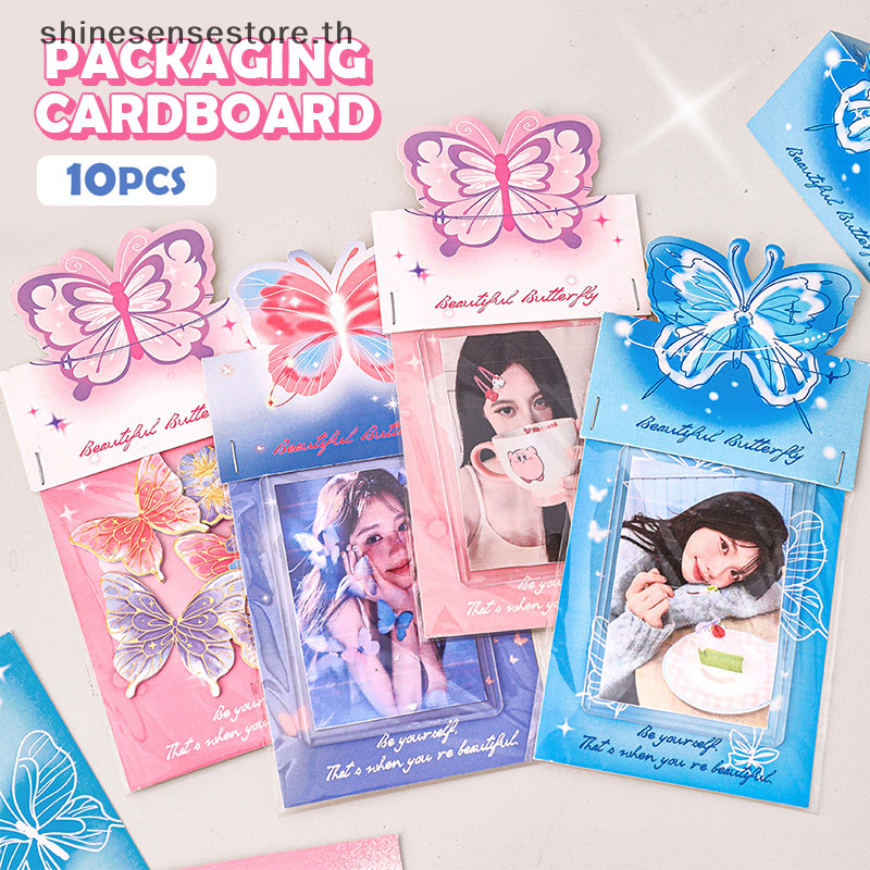 Shine 10PCS Kawaii ผีเสื้อการ์ดหัวกลับการ์ดกลับกระดาษน่ารักตัด Sticky Notes Self พิมพ์ DIY การ์ดบรรจุภัณฑ์วัสดุกระดาษ TH