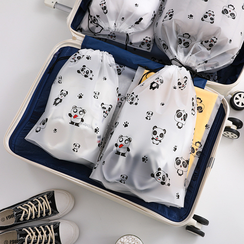 [กันน้ำ] drawstring BAG Storage Organizer transparent Matte Storage BAG Travel cosmetic toiletries