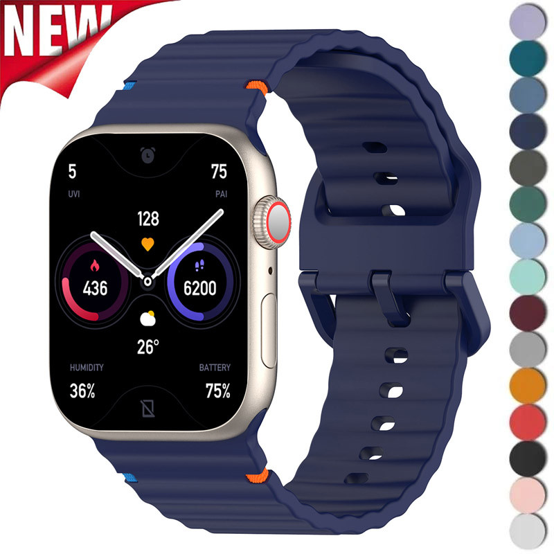 Original Sport สายซิลิโคนสําหรับ Apple Watch Ultra 49 มม.45 มม.44 มม.42 มม.41 มม.40 มม.38 มม.IWatch Series 9 8 7 6 5 4 3 2 1 se