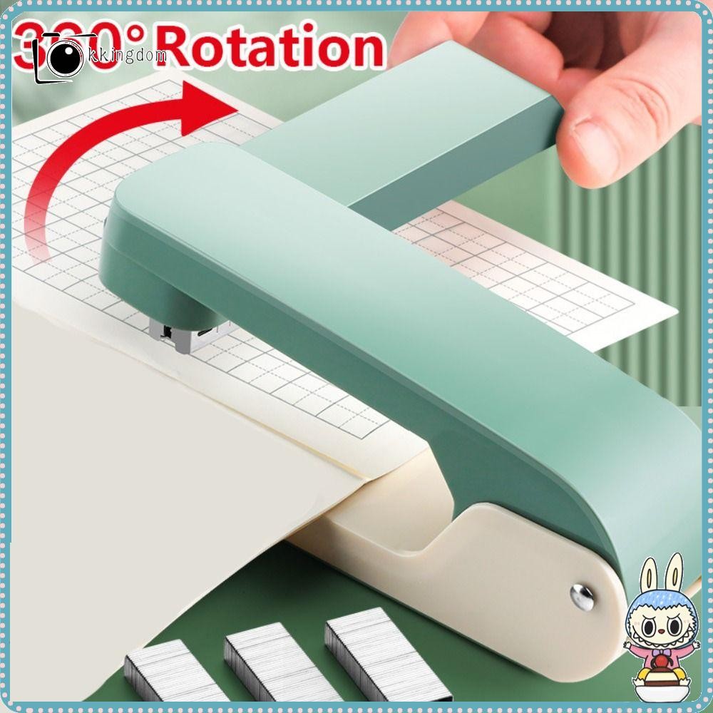 Kkingdom Stapler, Use 24/6 Stapler 360 องศา Rotary Long Stapler, Creative Heavy Duty Metal Multifunc