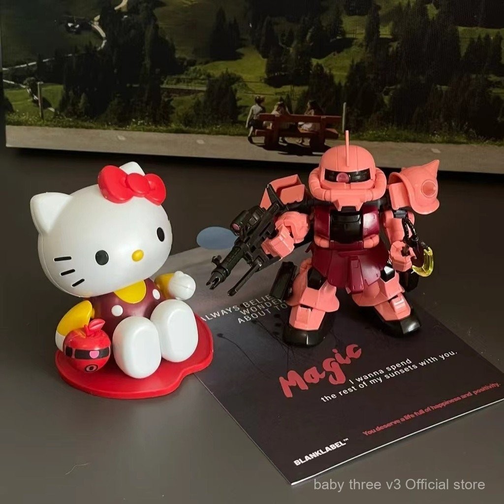 Duel New Product Popular Goods SD Hello Kitty Zaku Assembled Gundam Model Hand-Made Toy with Bracket PLPJ