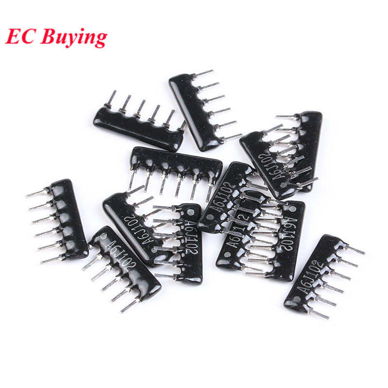 20pcs DIP excusion 6Pin Resistor Network Array A06 A103J A06-103JP 10K A06-472JP 4.7K 4K7 A06-102JP 