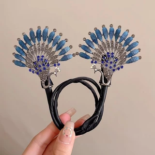 อารมณ์ดัดผมกิ๊บติดผมสําหรับผู้หญิง 2025 ใหม่ดอกไม้สีฟ้าม้วนผมบุญ Headwear หมุน Hairband