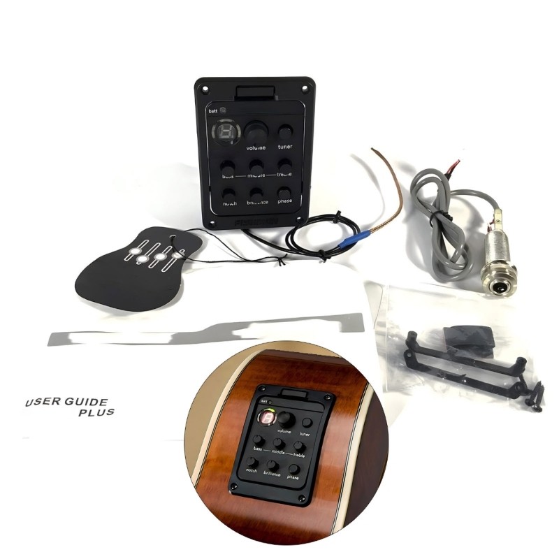 Youn 201 กีตาร์อะคูสติก Pickup 4 Band EQ Equalizer กีตาร์ Preamps Piezo Pickup Tuner