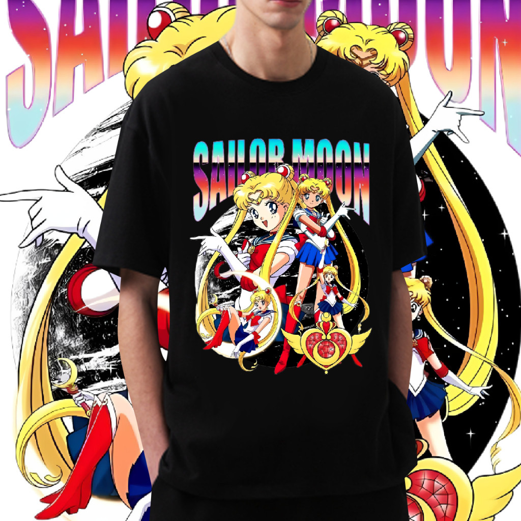 [TOYOO] Sailor Moon ญี่ปุ่น อนิเมะ ดวงจันทร์น้ำแข็งและน้ำแข็ง เสื้อยืด น่ารัก กราฟฟิตี การพิมพ์ แขนสั้น