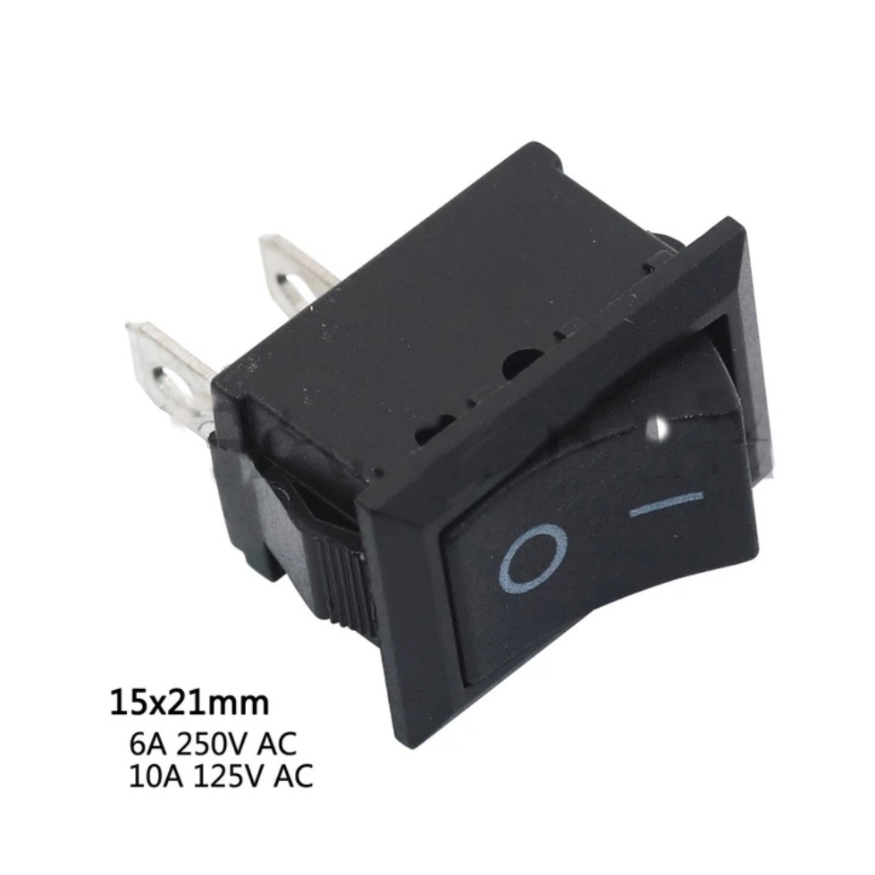 10pcs 2Pin KCD1 21X15 มม.สวิตช์โยก 2 ตําแหน่ง 6A/250V AC สวิทช์เปิด-ปิดสีดํา