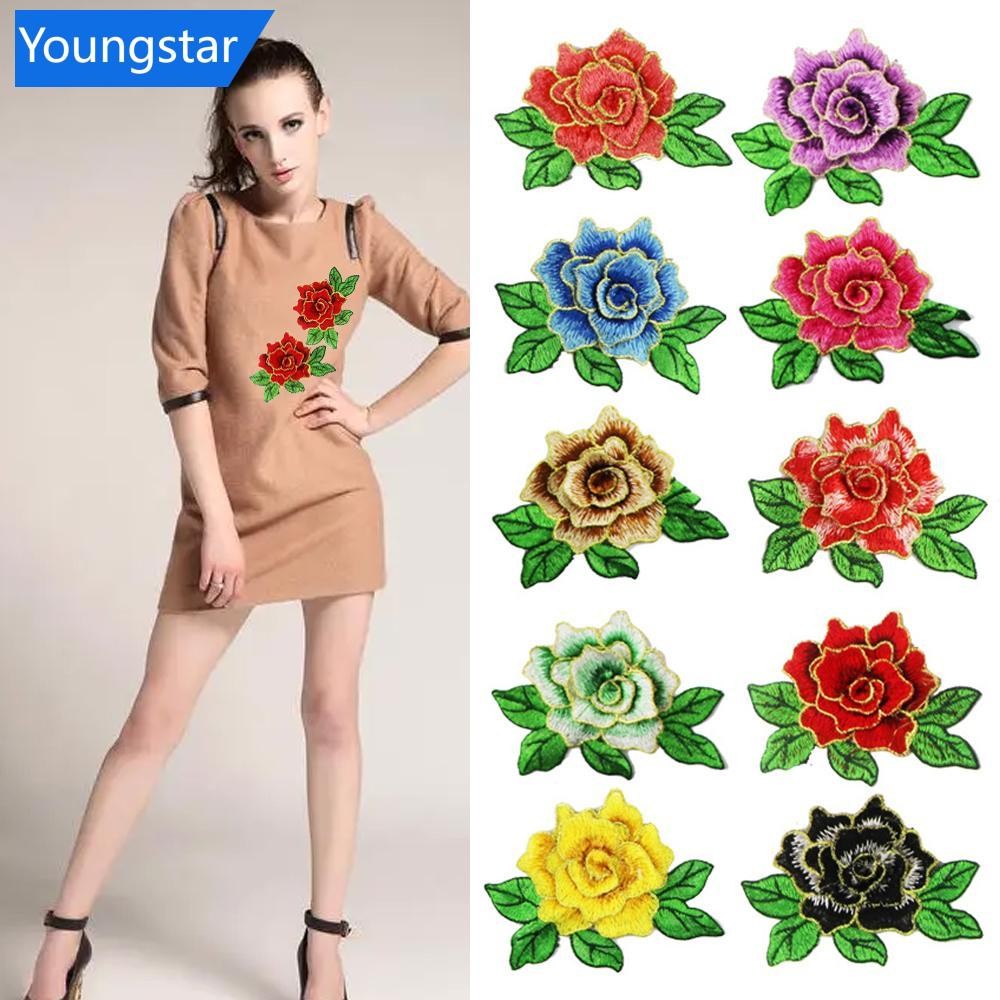 Ys 1PC เย็บปักถักร้อยดอกไม้ Patch Applique DIY หัตถกรรม Stiker สําหรับชุดเสื้อผ้าอุปกรณ์เสริมป้ายเย็บ DIY เสื้อผ้าอุปกรณ์เสริม C9L2