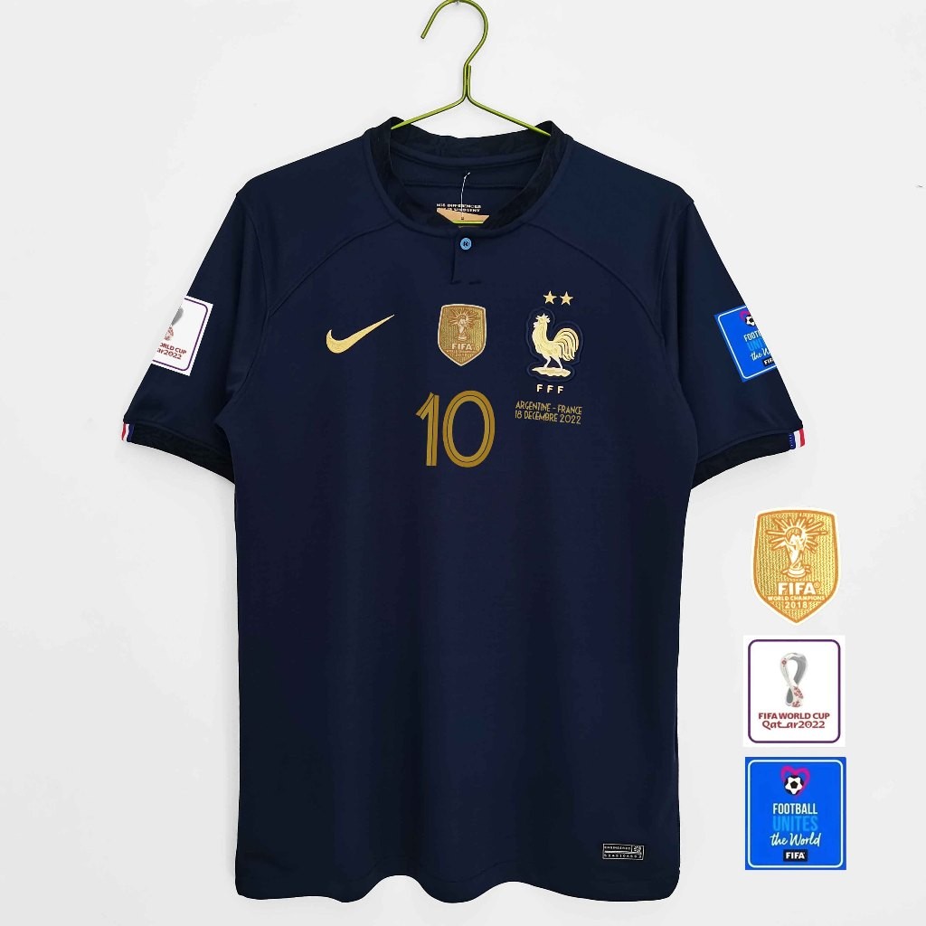 แฟน ๆ ฉบับที่ 2022 France Home กาตาร์ฟุตบอลโลกฉบับสุดท้าย S-2XL เสื้อกีฬาฟุตบอล
