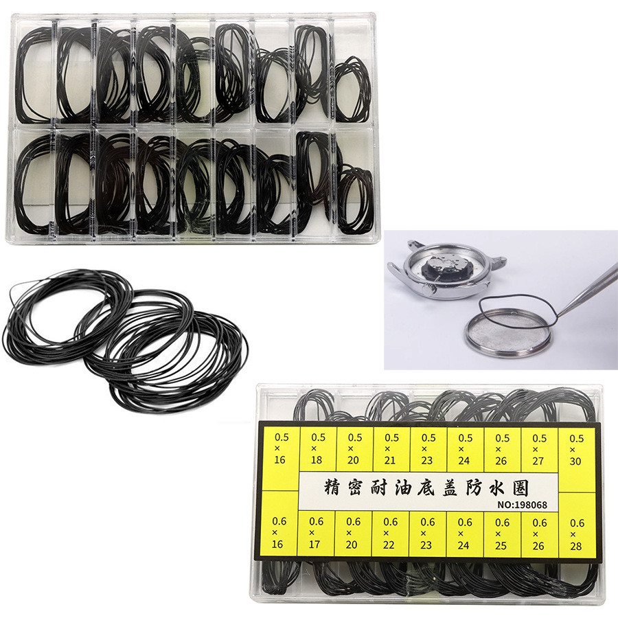 200 ชิ้นนาฬิกากลับกรณีกันน้ํา 0.5 มม./0.6 มม.แหวนยาง O-Ring ปะเก็นสําหรับช่างซ่อมนาฬิกาซ่อมเครื่องมือนาฬิกาอุปกรณ์เสริม