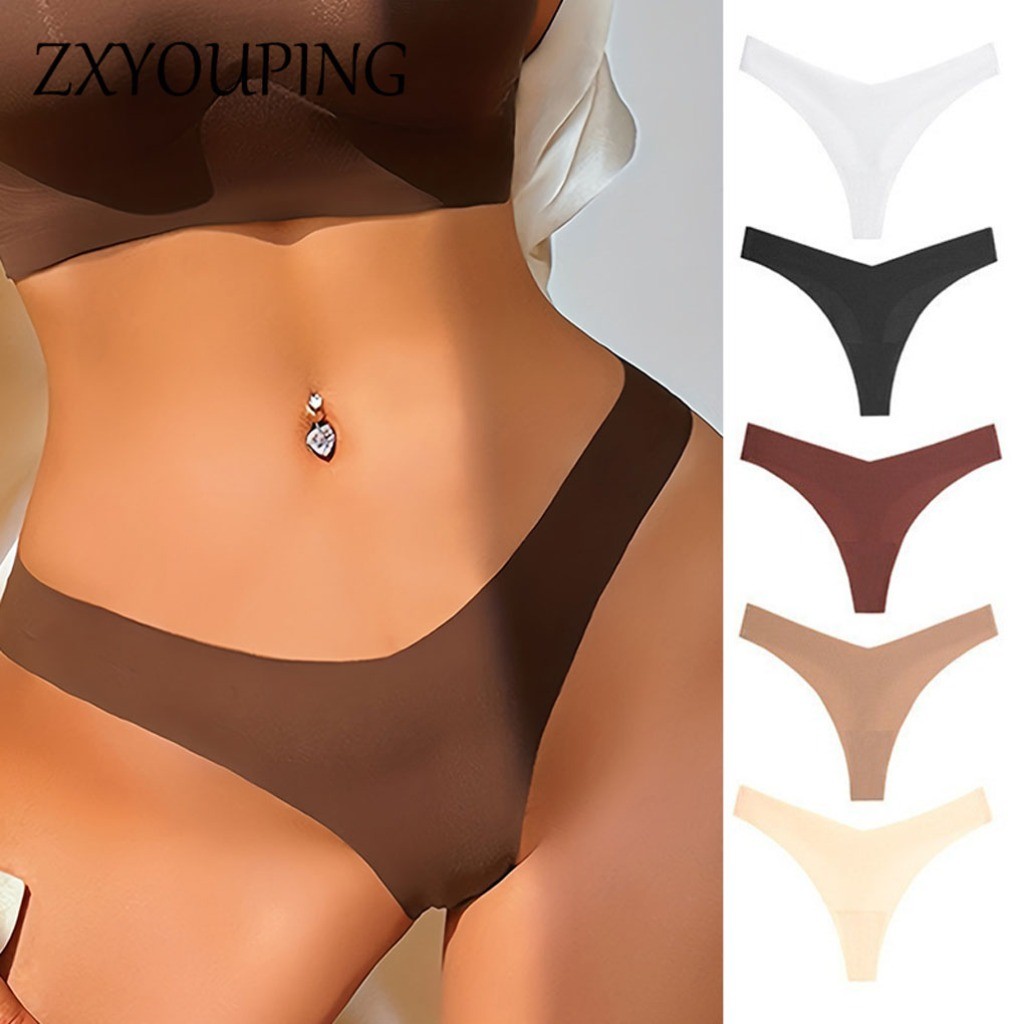 Zxyouping โวลต์รูปร่างเอวต่ําทีกลับชุดกางเกงสําหรับผู้หญิง,ผ้าไหมน้ําแข็งชุดชั้นในไร้รอยต่อ,กางเกงในเซ็กซี่ ต็อก สําหรับผู้หญิง