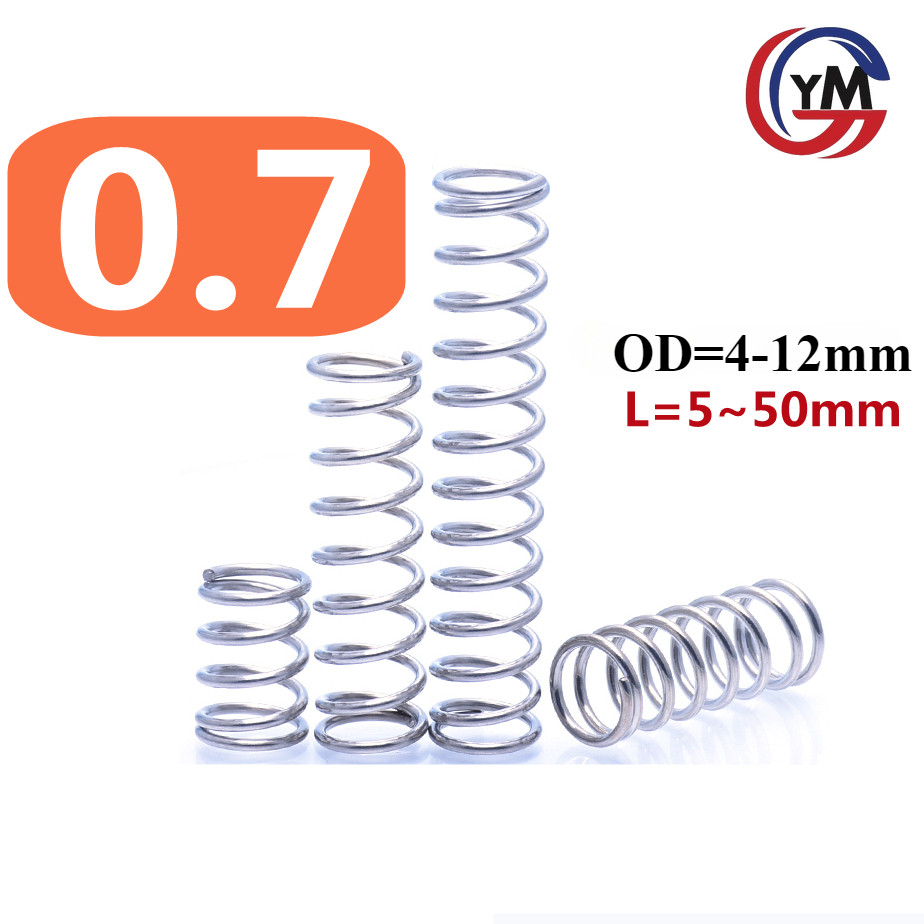 [YHM-T6-Y] 10 ชิ้น สปริงกด-สปริงดัน สปริงอัด สปริงกด สปริงดันทั่วไป สแตนเลส 304 ขนาด/compression spring SUS304 d0.7mm * OD 4-12mm *L5-50mm