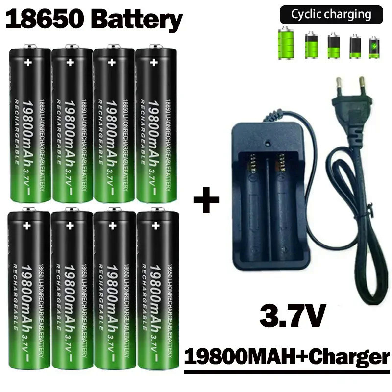 18650 Battery 2023NewBestselling 19800mAh+Charger 3.7V 18650Li-ion Batteries Rechargeable Battery fo