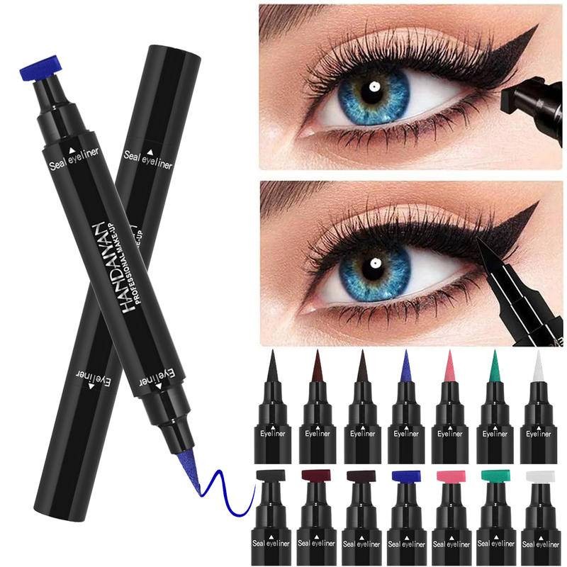 อายไลเนอร์สีสองหัวปากกาของเหลวซีลอายไลเนอร์ปากกากันน้ําแห้งเร็วสีขาวสีเขียวสีฟ้าสีชมพูสีกาแฟไม่รอยเปื้อนติดทนนาน